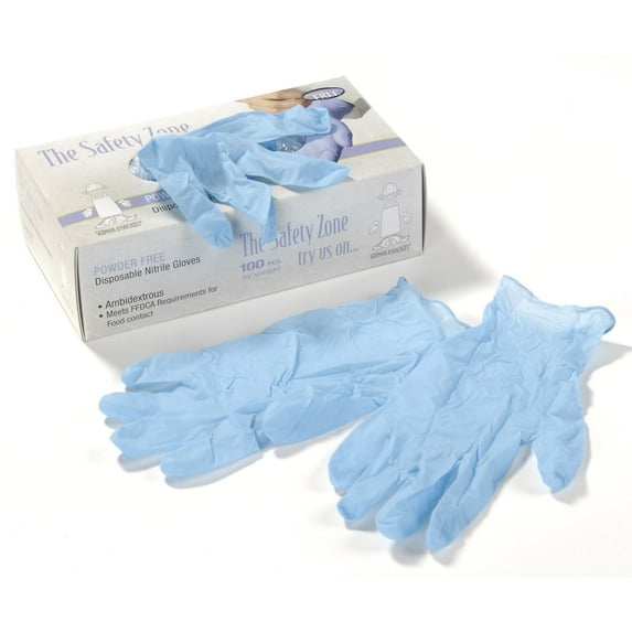 Industrial Grade Disposable Nitrile Gloves, Powder-Free, Blue, 3.7 Mil, Small, 100/Box