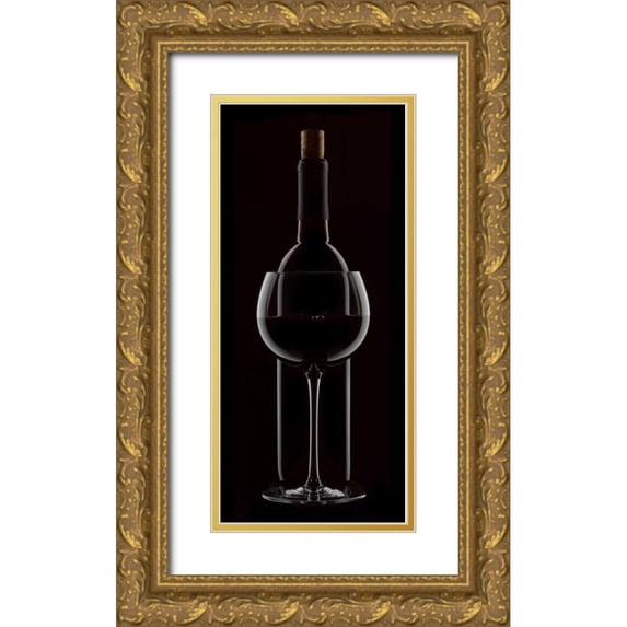 Seidman, Barry 10x18 Gold Ornate Wood Framed with Double Matting Museum Art Print Titled - Red Wine On Black