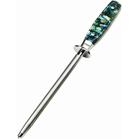 Seido Knives Awabi 8-Inch Honing Steel - Knife Sharpener for Precision Cutting - Abalone Resin Handle, Durable Honing Rod