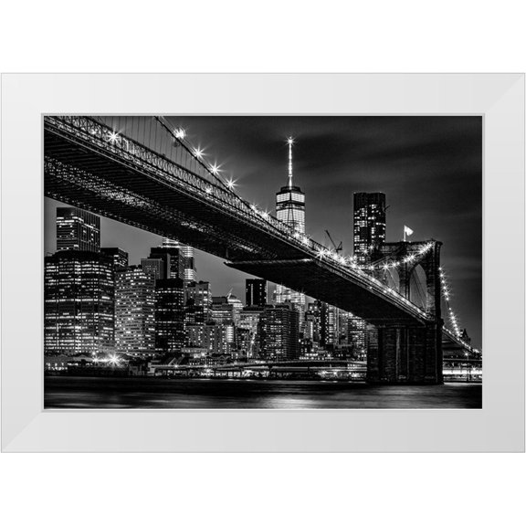 Seifinger, Toby 14x11 White Modern Wood Framed Museum Art Print Titled - New York Skyline at Night