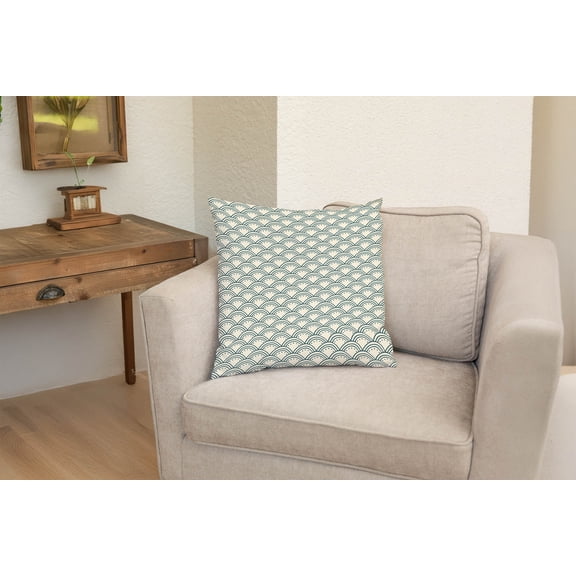 Seigaiha Fan Wave Decorative Throw Pillow