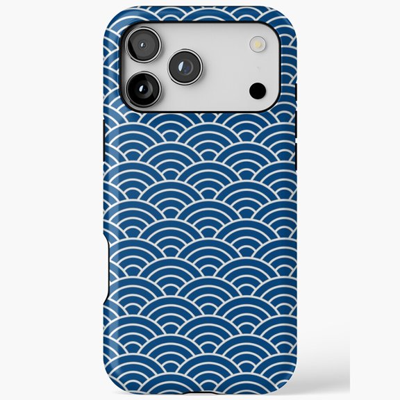 Seigaiha Wave Pattern Pantone Classic Blue Phone Case 11 to 17 Pro Max