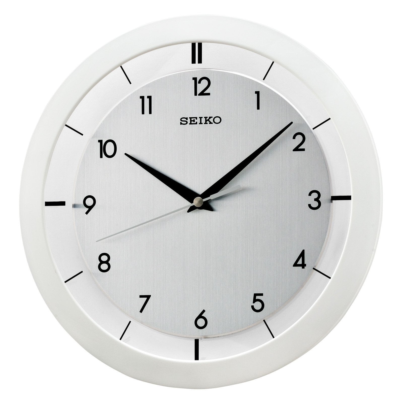 Seiko 11" St. John Metal Wall Clock, White Modern Quartz, Analog, QXA520WLH