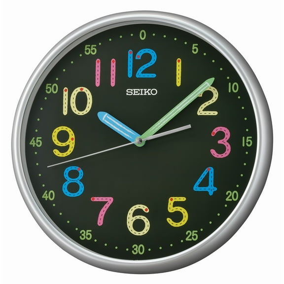 Seiko QXA793SLH Time Tutor Clock, Silver-Tone