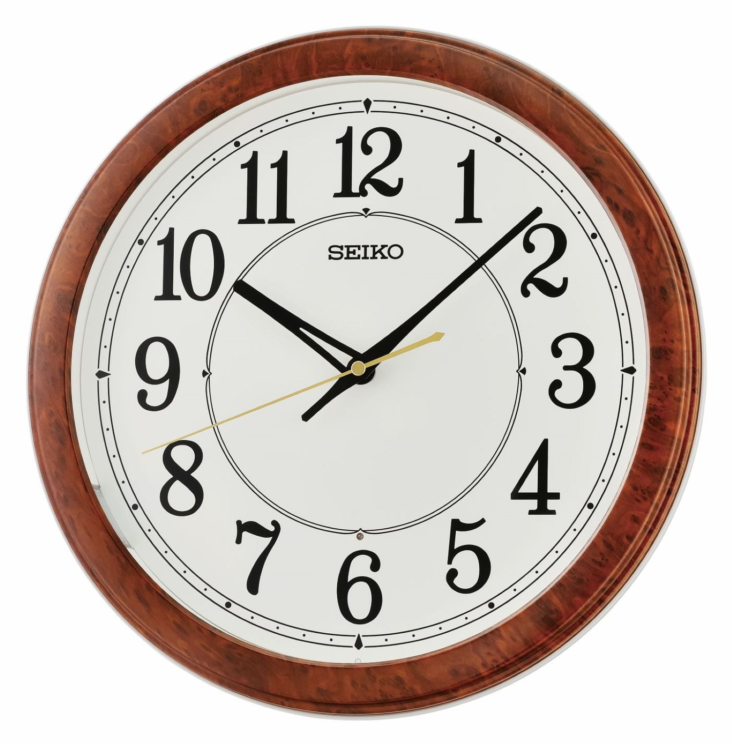 SEIKO 電波時計 Seiko 13 inch Luminous Round Wall Clock, Brown & White, QXA788BLH