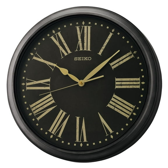 Seiko 16" Splash Resistant Outdoor Wall Clock, Analog, Quartz, Roman & Numeral QXA771KLH