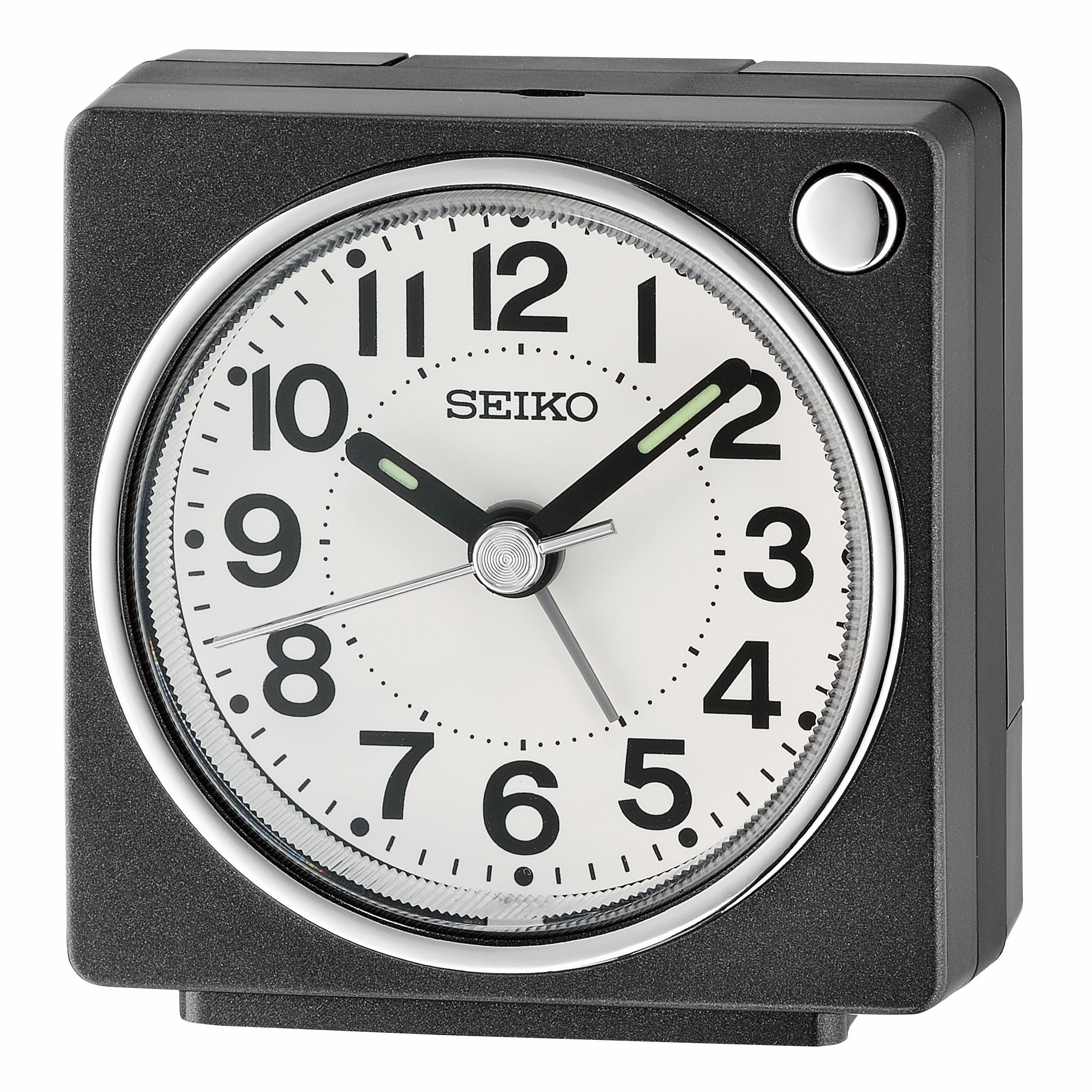 Fuji Black Square Plastic Analog Alarm Clock with Quartz Movement