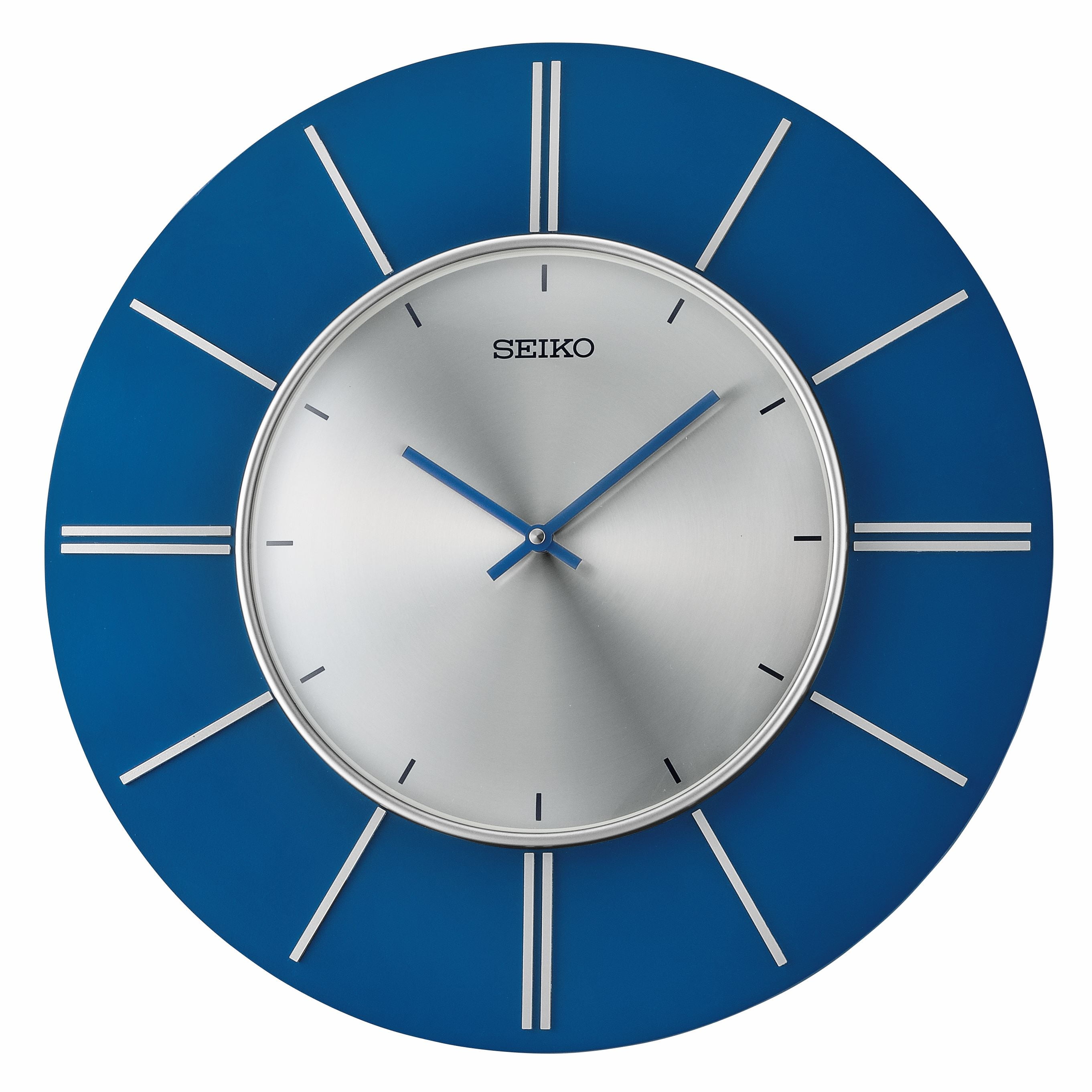Seiko 20 inch Sara Round Wooden Wall Clock Blue Minimalist