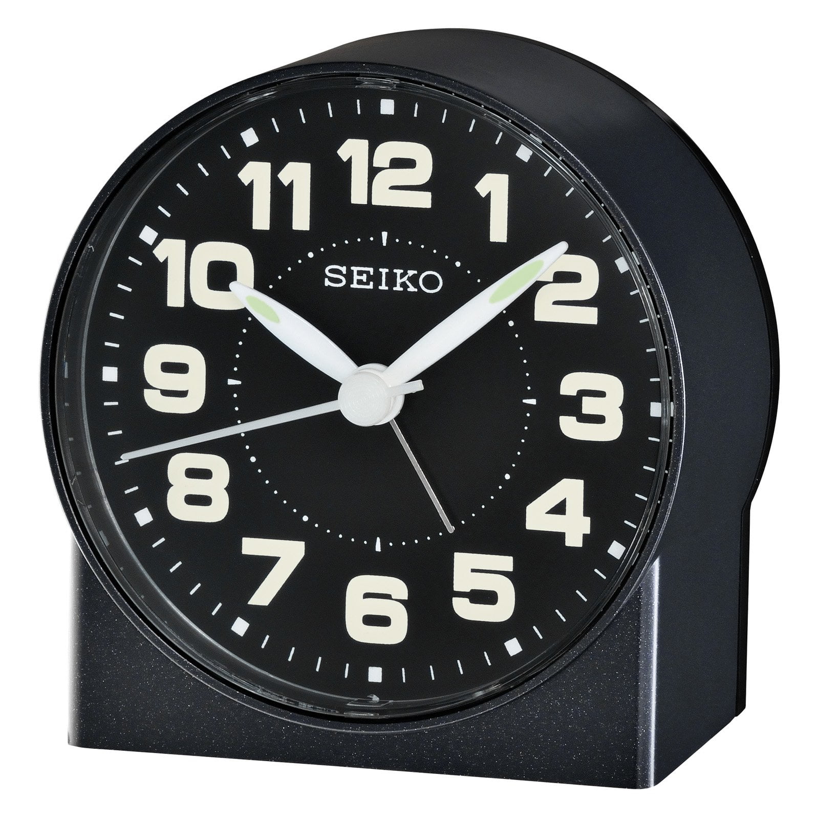 Seiko  3" Emerson Alarm Clock, Black, Beep, Traditional, Quartz, Analog, QHE084KLH