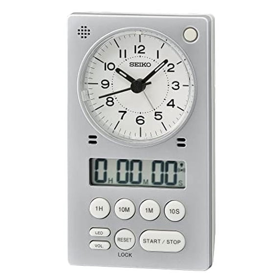 Seiko 3 in 1 Alarm Clock, Stopwatch and Timer, Silver