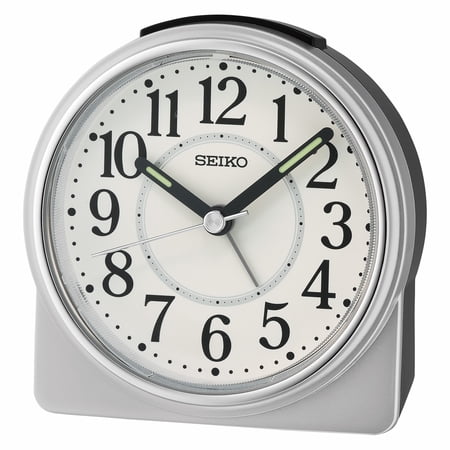 Seiko QHE198SLH Alarm Clock, Silver-Tone