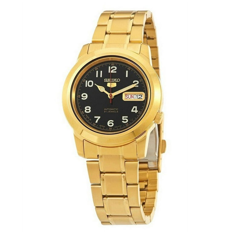 Seiko 5 black and gold hot sale