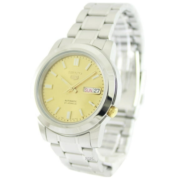 Seiko 5 Automatic Stainless Steel Gold Dial Men's Watch SNKK13