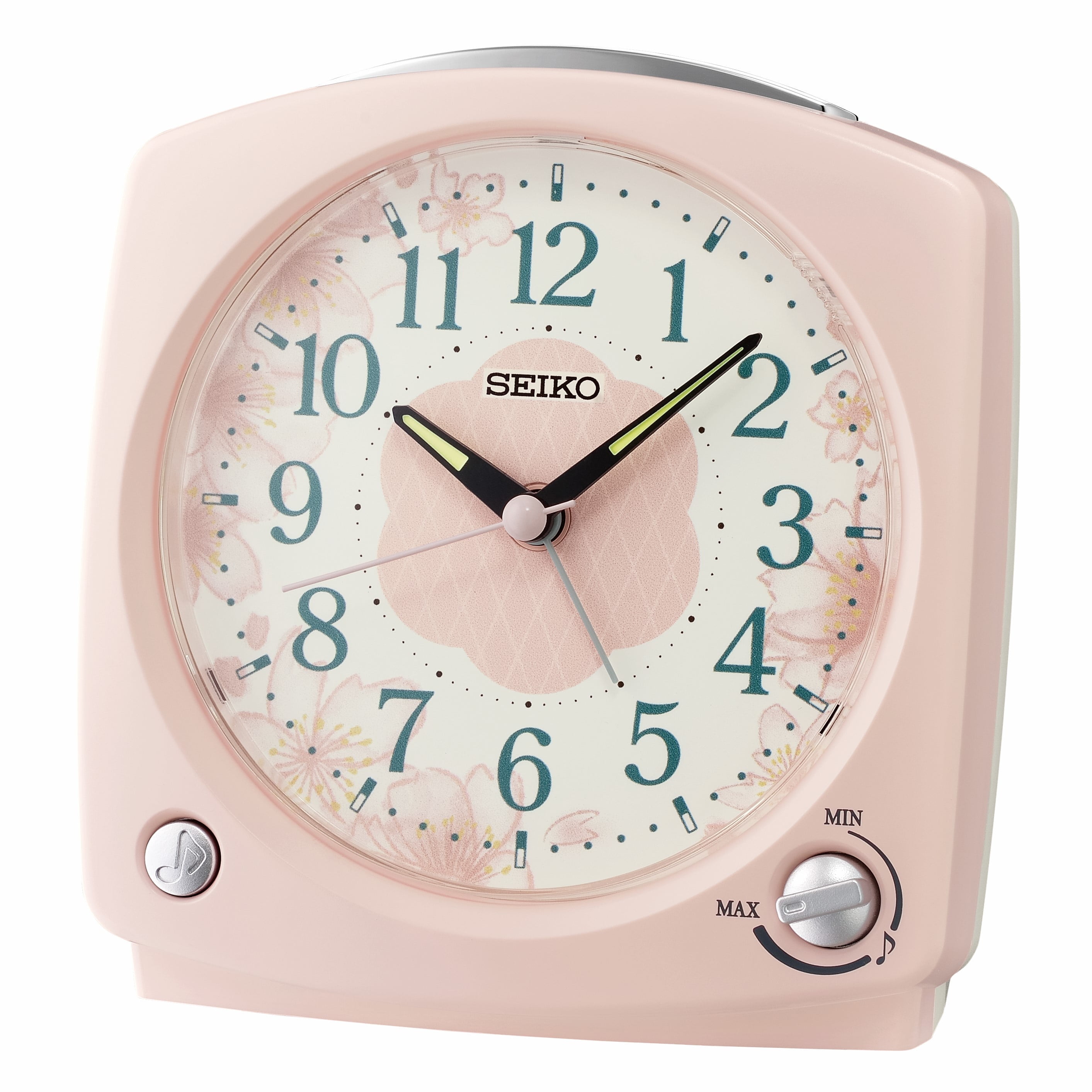 Seiko 5" Pink Plastic Analog Alarm Clock with Snooze