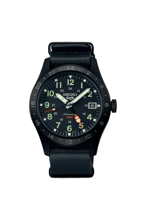 5 Sports Automatic GMT Watch with Black Case and Dial SSK025