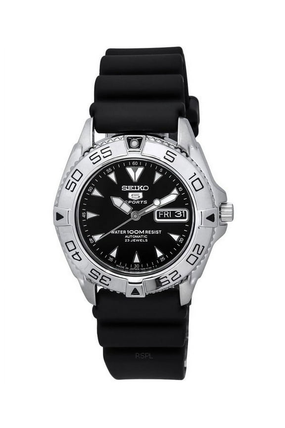 5 Sports Rubber Strap Black Dial Automatic SNZB33J2 100M Men's Watch