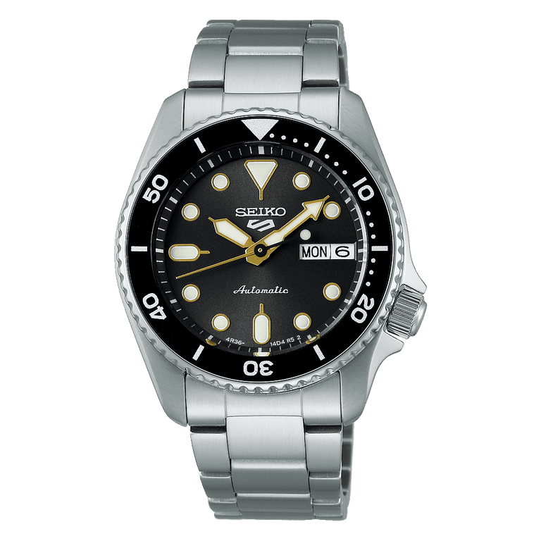Seiko 5 Sports SKX Mid-Size Charcoal dial with gold accents SRPL79