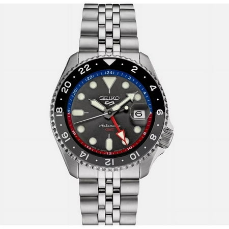 Seiko 5 Sports SSK019 GMT Black Dial Stainless Steel Mens Watch