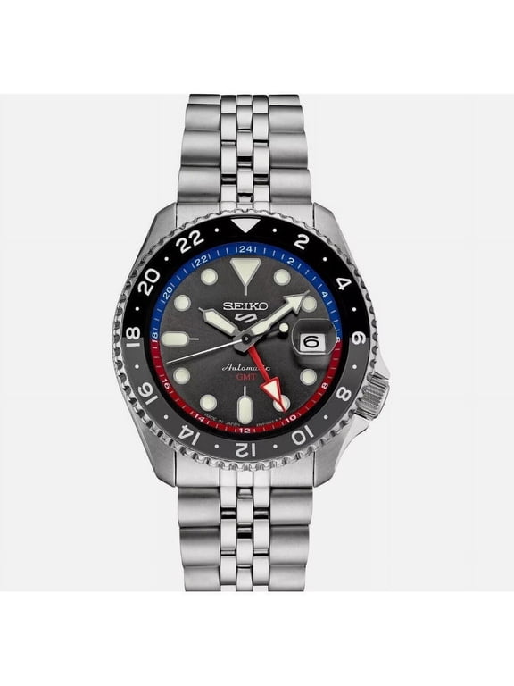 5 Sports SSK019 GMT Black Dial Stainless Steel Mens Watch