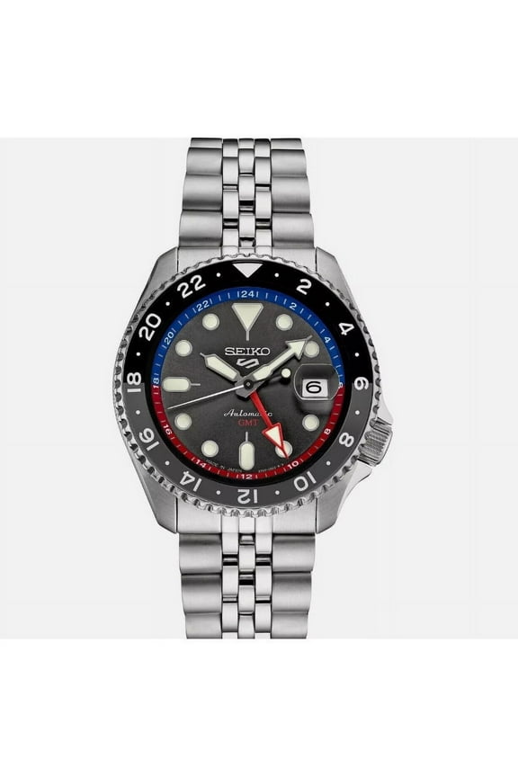 5 Sports SSK019 GMT Black Dial Stainless Steel Mens Watch