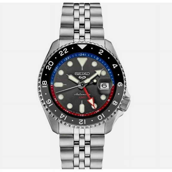 Seiko 5 Sports SSK019 GMT Black Dial Stainless Steel Mens Watch