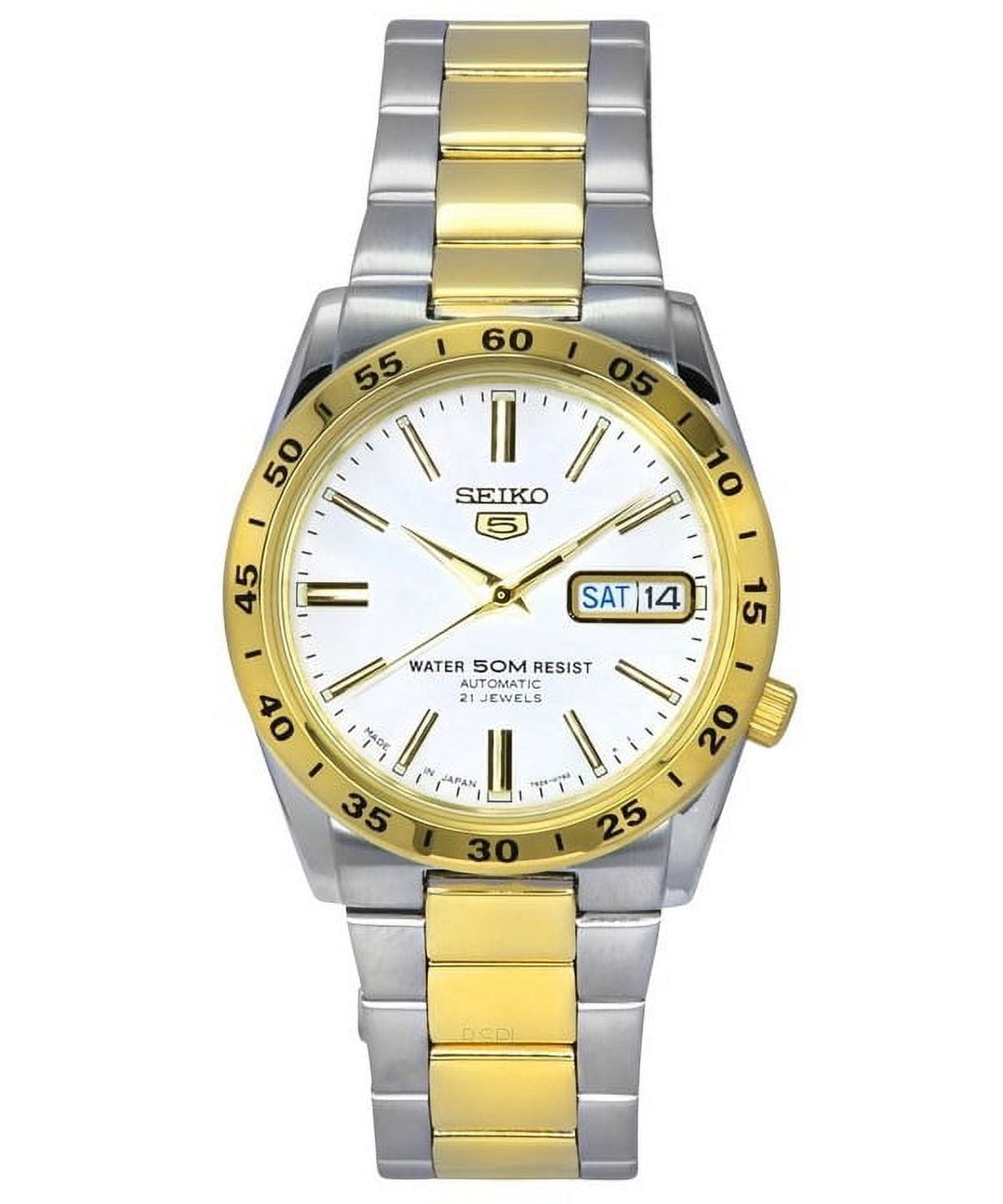 Seiko 5 Unisex Watch, Two-Tone Stainless Steel, White Dial