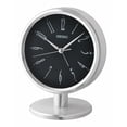 thumbnail image 1 of Seiko 6" Ono Desk & Table Clock Silver & Black Modern Analog Quartz QHE186SLH, 1 of 5