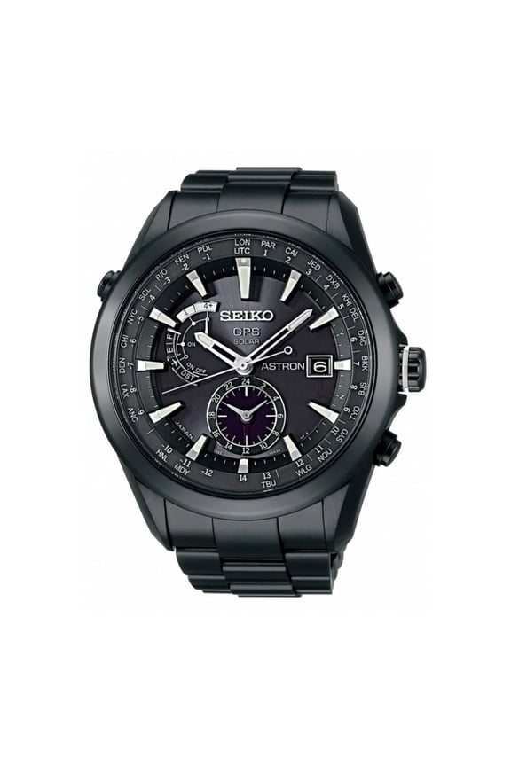 Astron Men's GPS Solar Black Titanium Quartz Watch SAST007