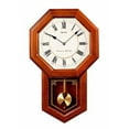 thumbnail image 1 of Seiko Brown Oak Schoolhouse Wall Clock, Traditional Analog Quartz QXH110BLH, 1 of 6