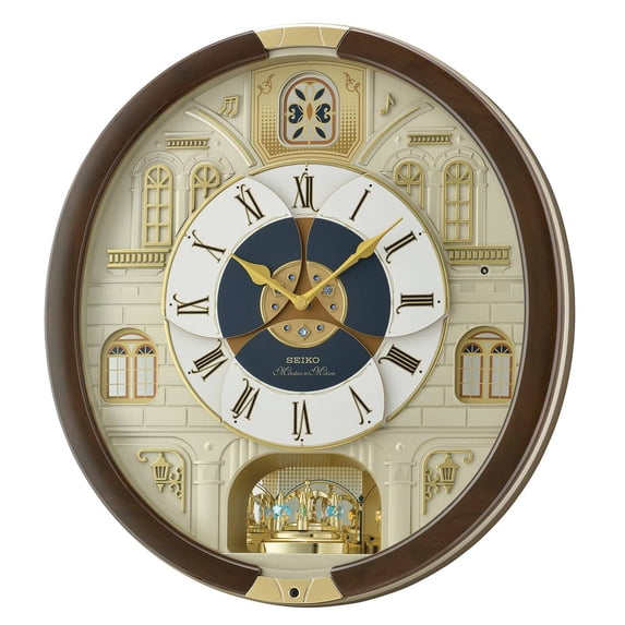 Seiko Castle Windows Melodies in Motion, Round, Musical, Quartz, Analog QXM371BRH