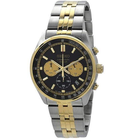 Seiko Conceptual Chronograph Two Tone Stainless Steel Black Dial Quartz SSB430P1 100M Men's Watch