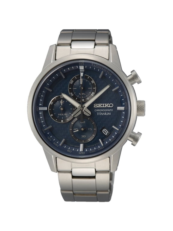 Chronograph Quartz Blue Dial Grey Titanium Men's Watch SSB387