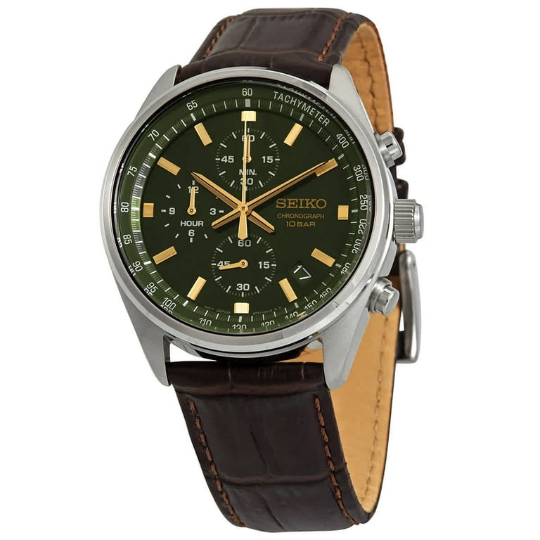 Seiko SSB385 Men's Chronograph Watch, Quartz, Green Dial