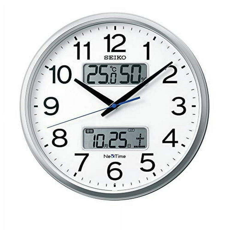 Seiko Clock Wall Clock 04: Silver Metallic 01: Diameter 35cm Radio Analog  Calendar Temperature Humidity Display Seiko Nexttime ZS250S