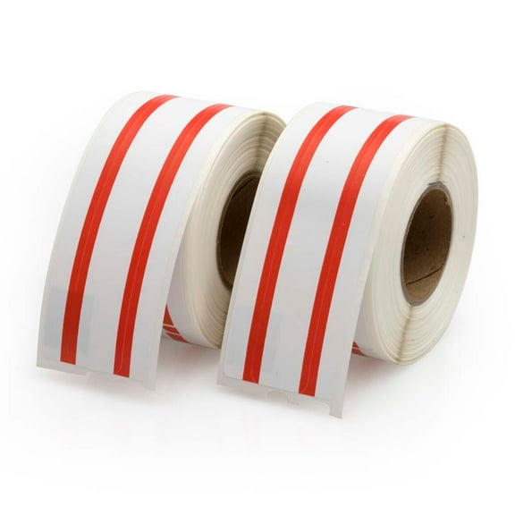Seiko Compatible LV-SLP-FLR File Labels, Red Stripe (2 rolls per pack)