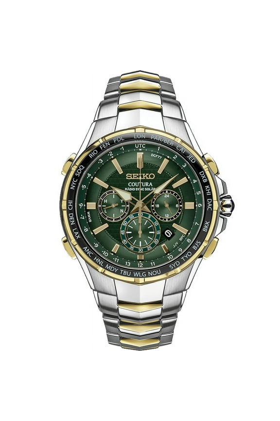 Coutura Perpetual World Time Chronograph Green Dial Men's Watch SSG022P9