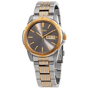 Seiko Essentials Mens Two-Tone Stainless Steel Grey Dial Quartz Watch SUR356