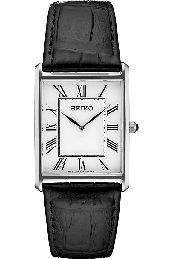 Essentials Quartz White Dial Black Leather Men's Watch SWR049