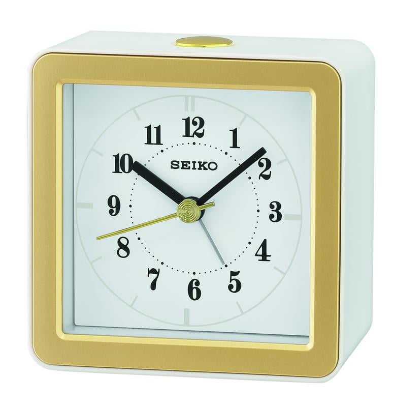 Seiko Gatsby Bedside Alarm Clock, White, Quartz, Analog, QHE082WLH