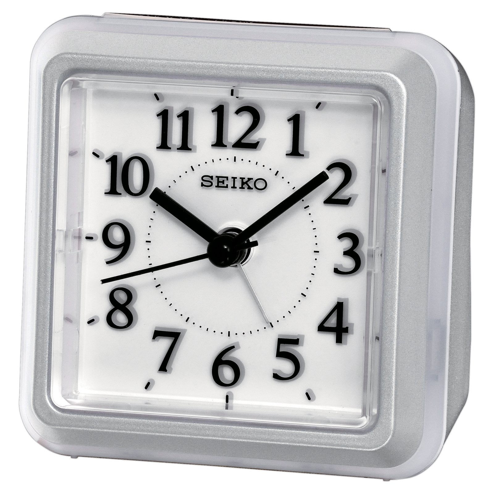 Seiko Hobart Alarm Clock with Flashing Dial Light - Silver-Tone Metallic Case