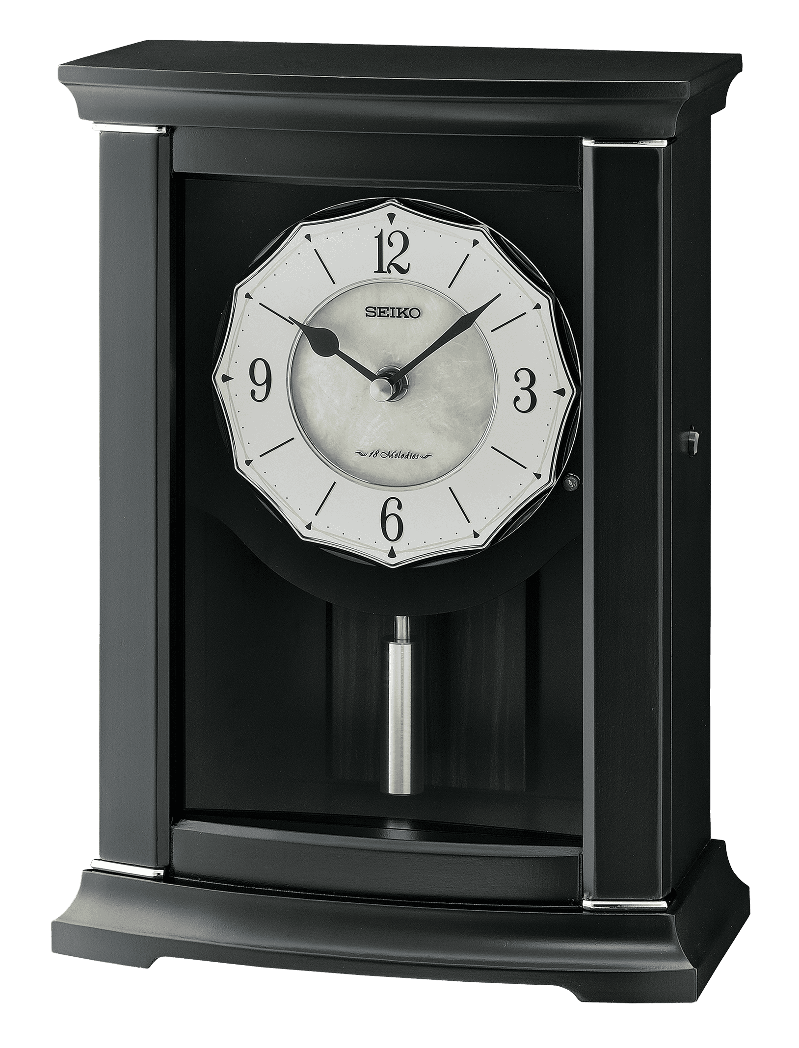 Seiko Jolie Mantel Clock, Black Analog, Mother of Pearl