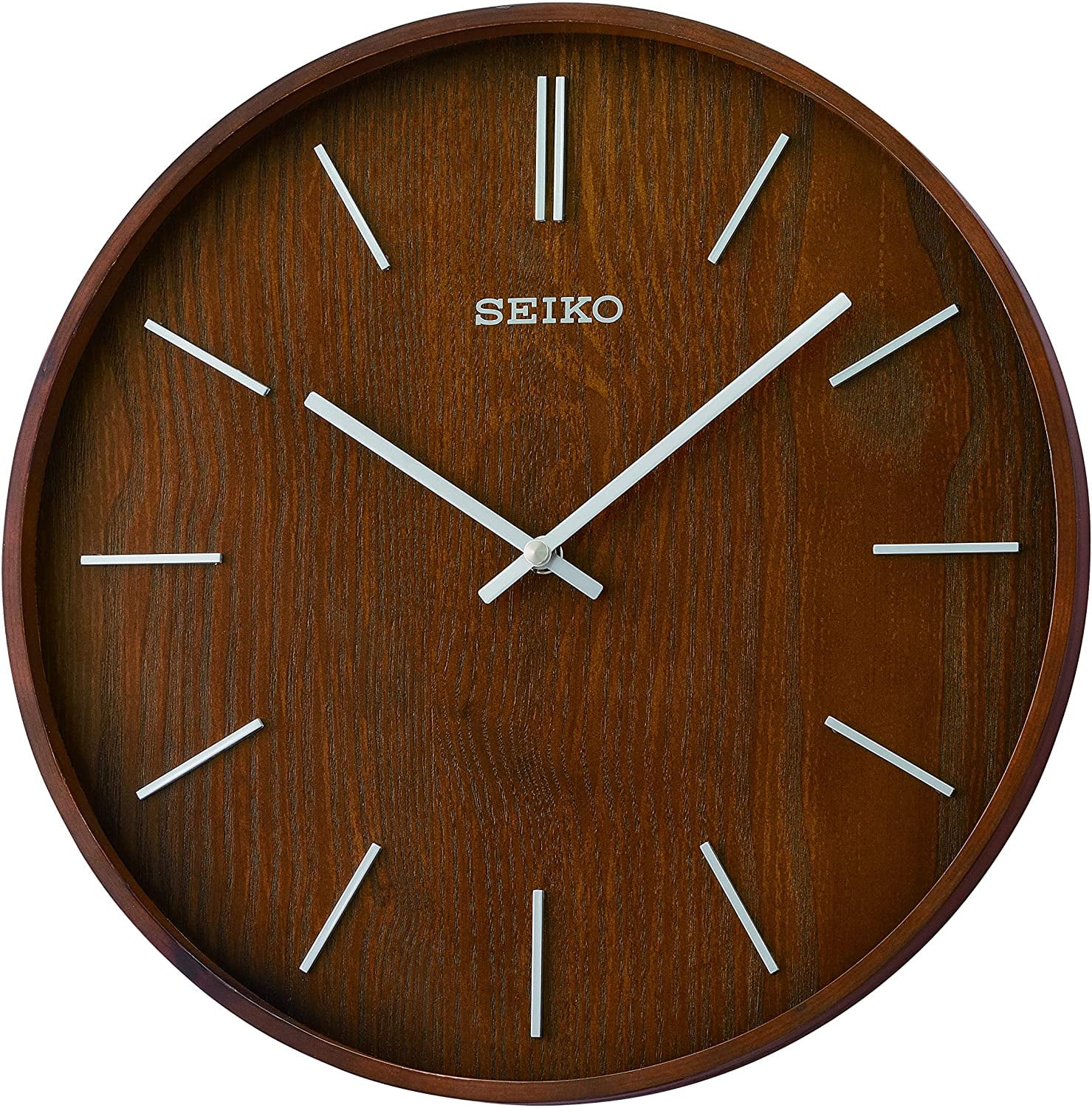 Seiko 13" Brown Ash Veneer Wooden Wall Clock