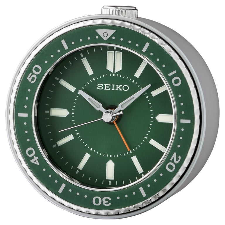Seiko, Alarm Clock, QHE184MLH, Metallic Green Analog with Light