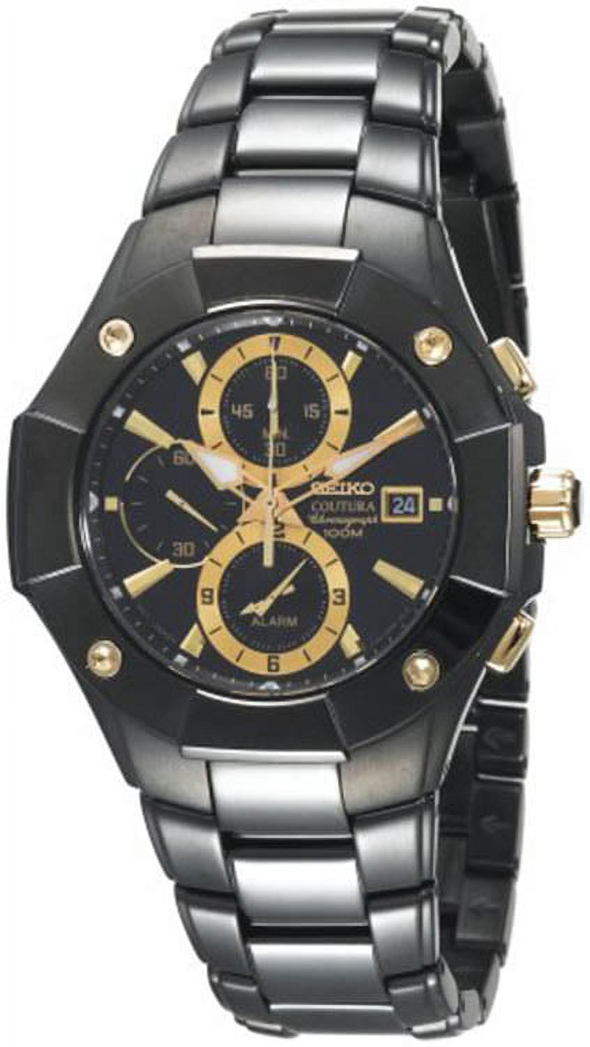 Seiko Men's 100m Coutura Alarm Chrono Black Tone Stainless Steel