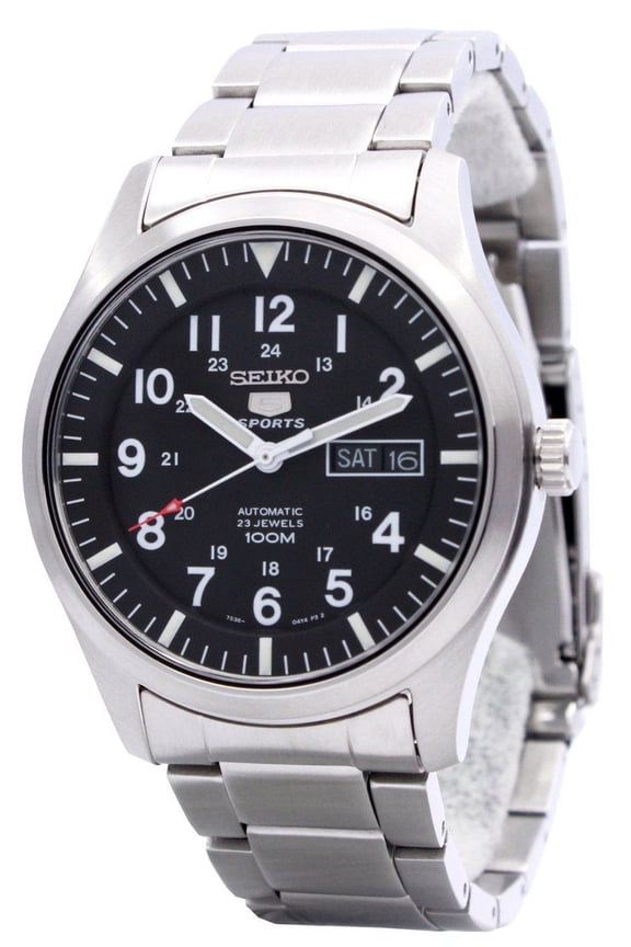 Men's 41mm Stainless Steel Bracelet Wristwatch, Black & Silver, (SNZG13K1)