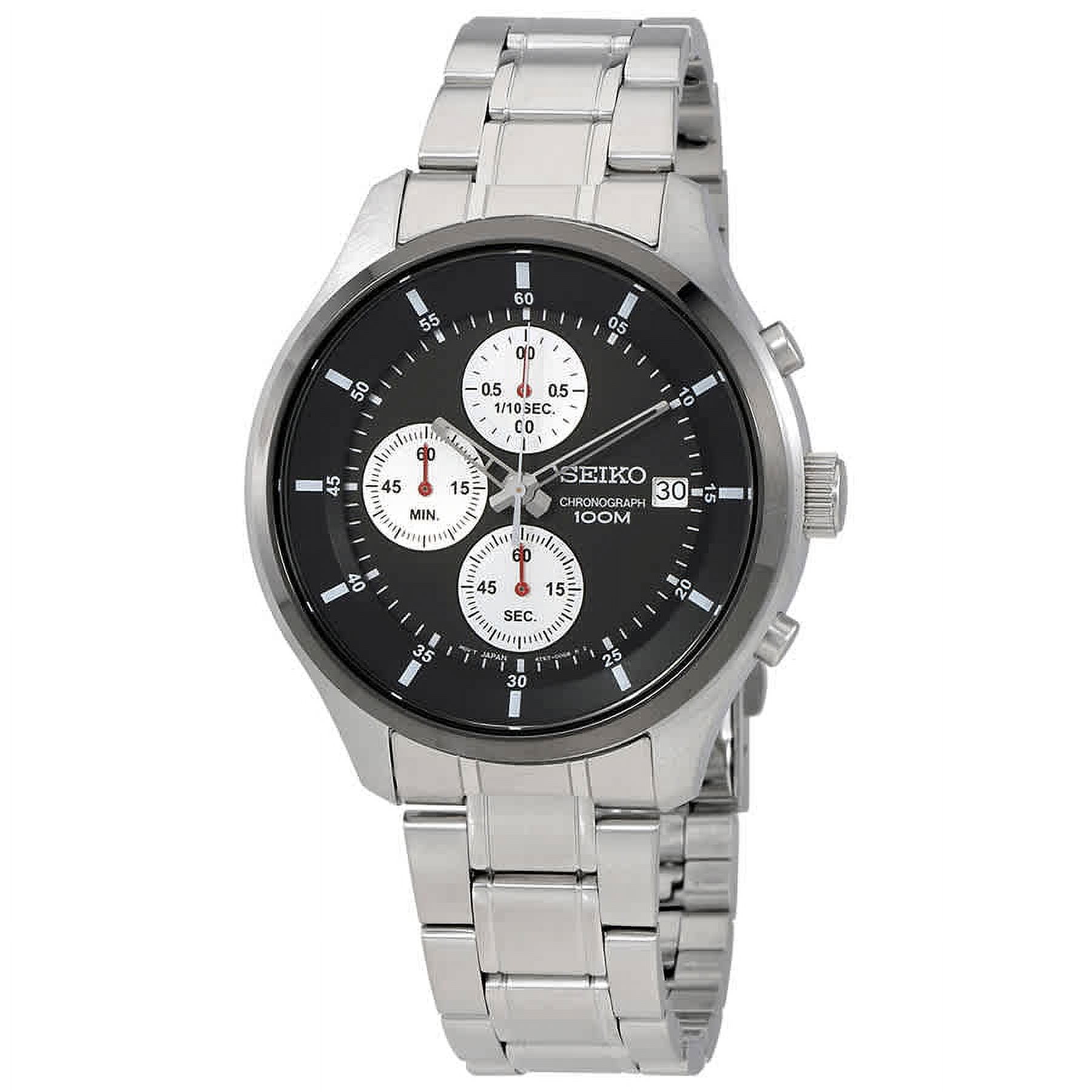 Seiko Men's 43mm Steel Bracelet & Case Hardlex Crystal