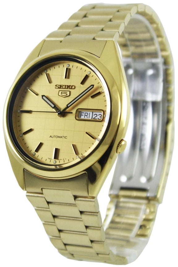 Men's 5 37mm Gold-Tone Steel Bracelet & Case Automatic Analog Watch SNXL72K1