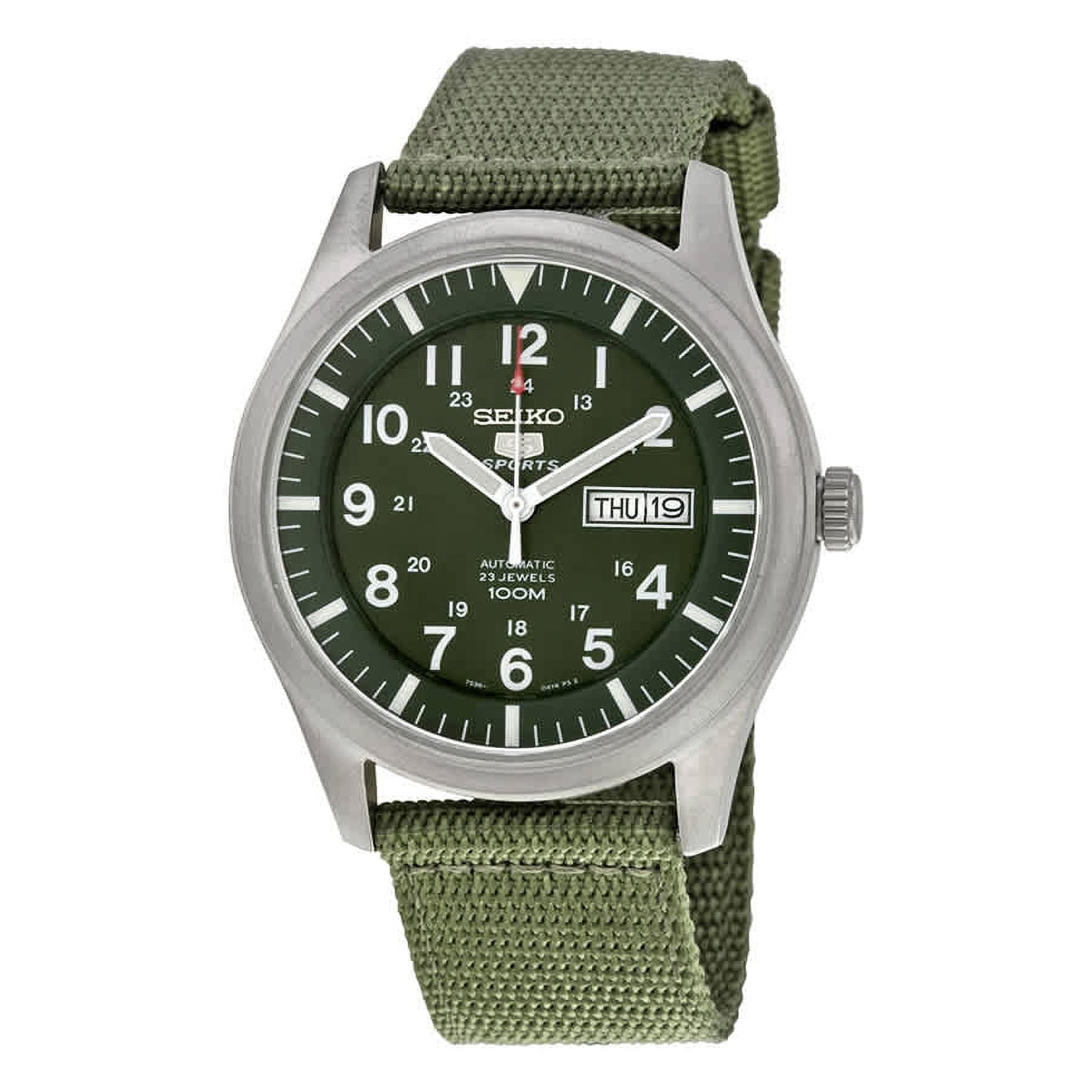 Seiko Men s 5 Automatic SNZG09K Green Nylon Automatic Fashion Watch