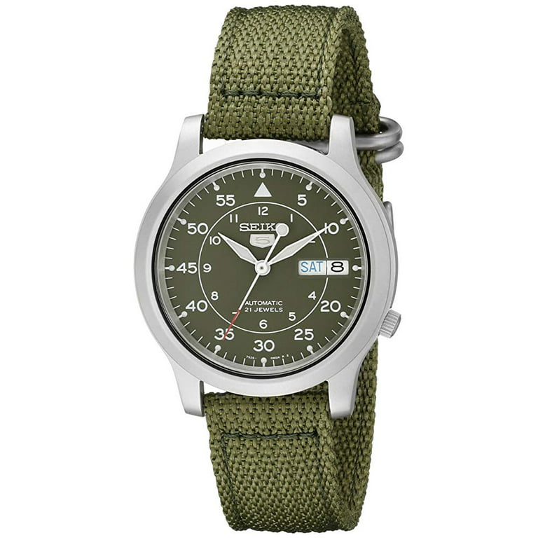 For pokker dødbringende Syd Seiko Men's 5 Military Green Canvas Automatic Watch, SNK805 - Walmart.com