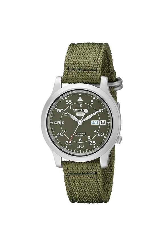 Men's 5 Military Green Canvas Automatic Watch, SNK805